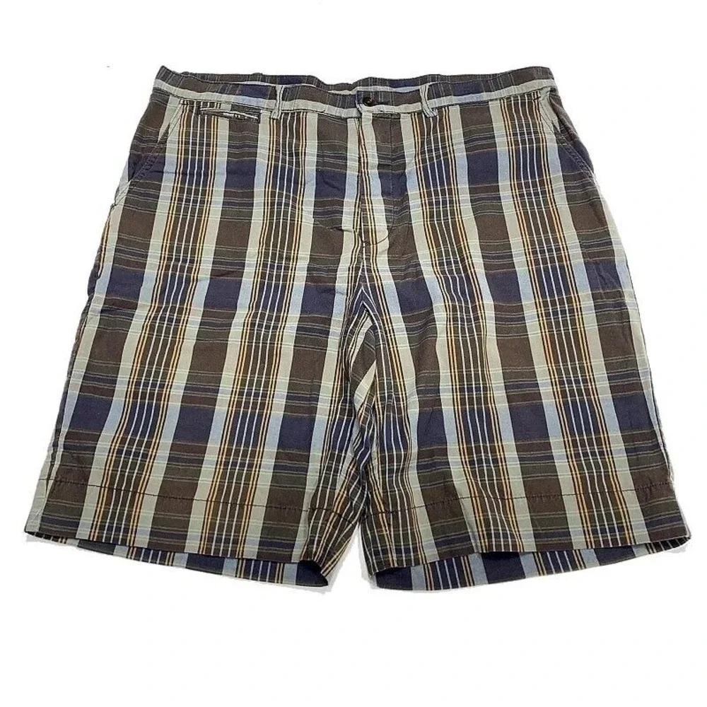 VTG POLO Ralph‎ Lauren Button Shorts 38 Plaid Brown Casual Mens